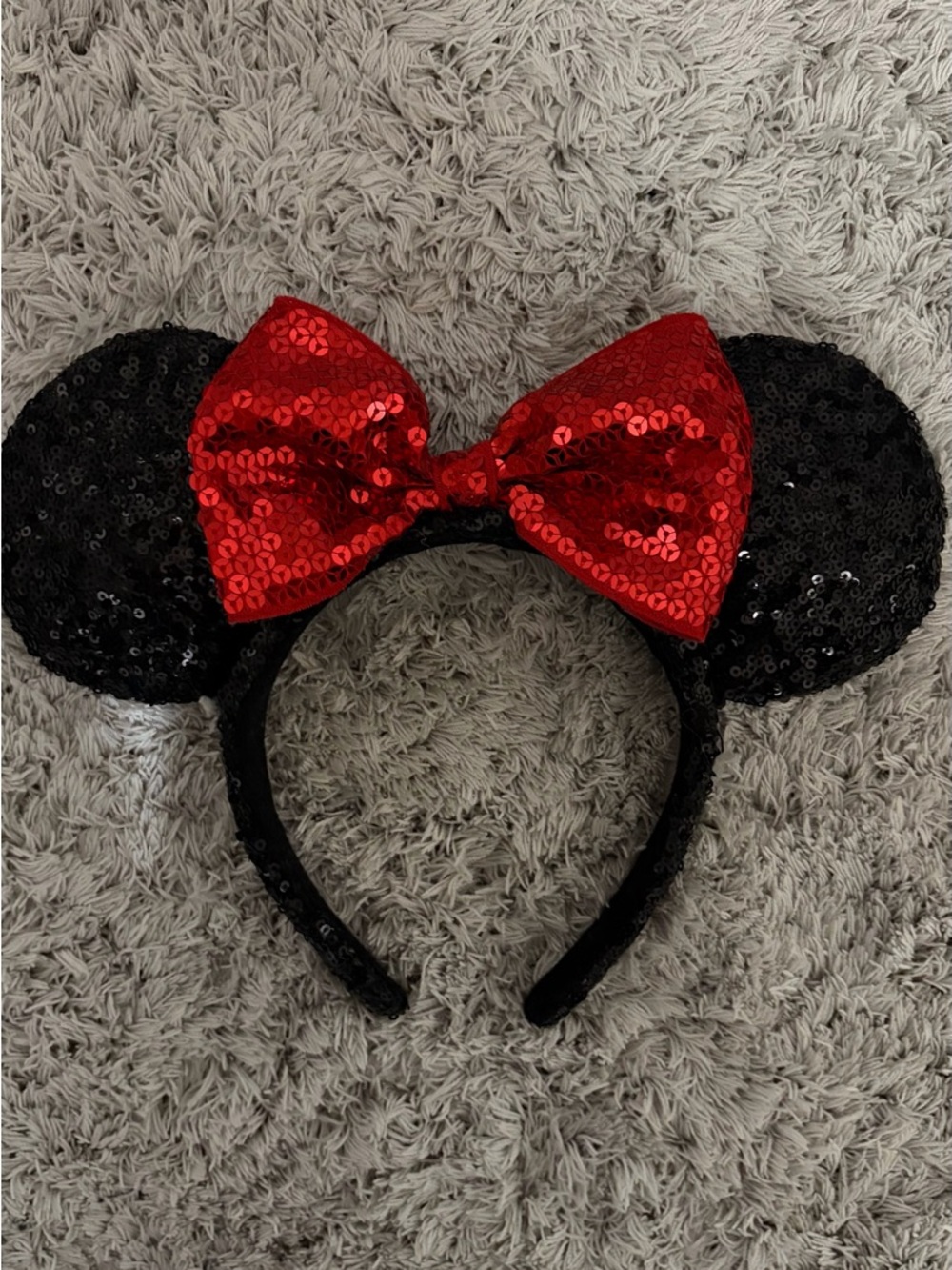 Disney Sequin Minnie Ears Headband - Black & Red